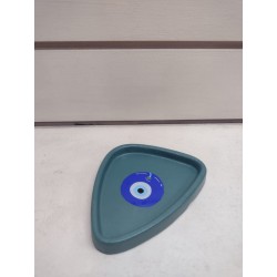 Plato porta piedra . OJO TURCO VERDE